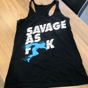 Black razor back Savage Race workout tank